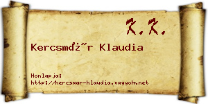 Kercsmár Klaudia névjegykártya